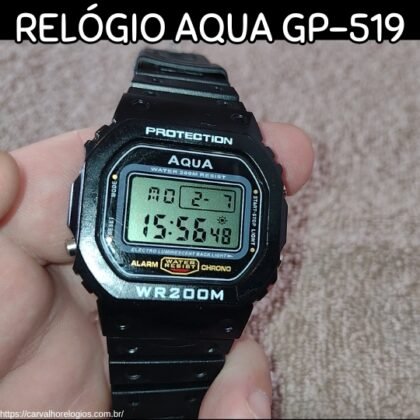 Experimente a resistência incomparável e a funcionalidade robusta do relógio Aqua GP-519, perfeito para atividades subaquáticas e aventuras ao ar livre. Experimente a resistência incomparável e a funcionalidade robusta do relógio Aqua GP-519, perfeito para atividades subaquáticas e aventuras ao ar livre.