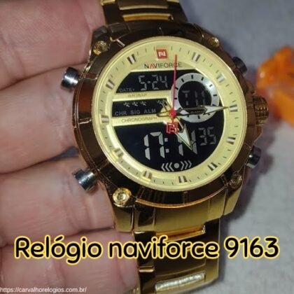 Com cronômetro, alarme e visor digital/analógico, o relógio Naviforce 9163 oferece praticidade, além de conforto, sendo perfeito para quem busca desempenho e elegância. Com cronômetro, alarme e visor digital/analógico, o relógio Naviforce 9163 oferece praticidade, além de conforto, sendo perfeito para quem busca desempenho e elegância.