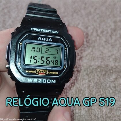 O relógio Aqua GP 519 se destaca por ser um relogio original barato e com várias funções que auxiliam no dia a dia. O relógio Aqua GP 519 se destaca por ser um relogio original barato e com várias funções que auxiliam no dia a dia.