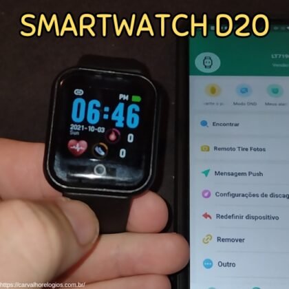 O smartwatch D20 é uma opção acessível e prática para o dia a dia. O smartwatch D20 é uma opção acessível e prática para o dia a dia.
