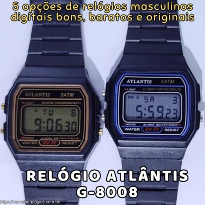 Relógio masculino digital Atlântis G-8008 Relógio masculino digital Atlântis G-8008