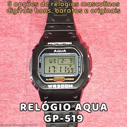 Relógio masculino digital aqua GP-519 Relógio masculino digital Aqua GP-519