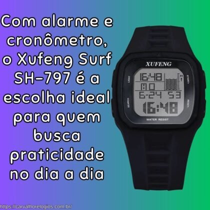 Com alarme e cronômetro, o Xufeng Surf SH-797 é a escolha ideal para quem busca praticidade no dia a dia Com alarme e cronômetro, o Xufeng Surf SH-797 é a escolha ideal para quem busca praticidade no dia a dia