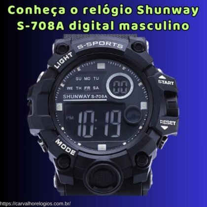 Conheça o relógio Shunway S-708A digital masculino Conheça o relógio Shunway S-708A digital masculino