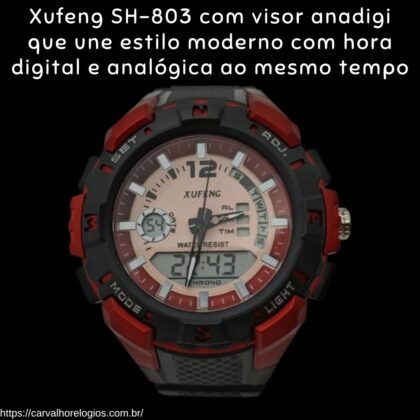 Xufeng SH-803 com visor anadigi que une estilo moderno com hora digital e analógica ao mesmo tempo Xufeng SH-803 com visor anadigi que une estilo moderno com hora digital e analógica ao mesmo tempo